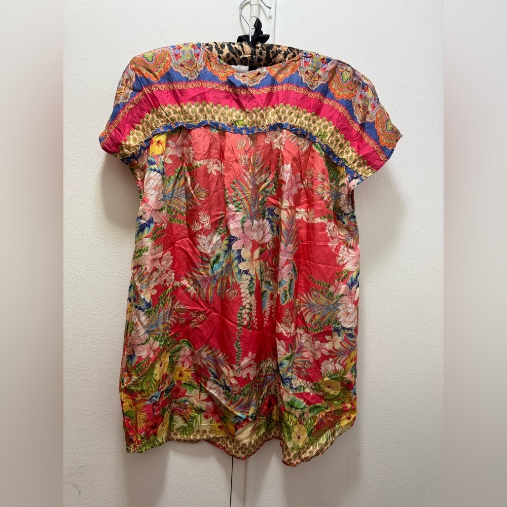 BNWT Johnny Was Rapsodia Arianna Tie Neck Boho Floral Silk Top Multi S $270 - Picture 7 of 7